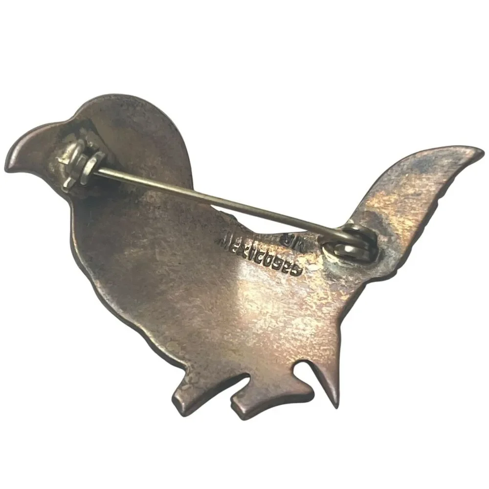 Vintage Melecio Rodriguez Sterling‎ Silver 925 Parrot Pin Signed Made in Mexico